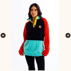 Shinesty The Radio Station Retro Colorful Fleece Jacket Kangaroo Pouch XL Unisex